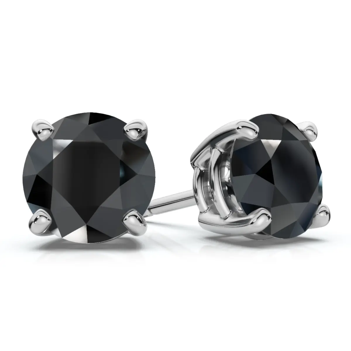 1 1/2 ct 14k White Gold Round Black Diamond Stud Earrings 1 1/2 ct 14k White Gold Round Black Diamond Stud Earrings