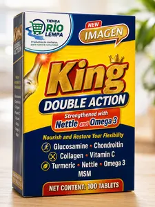 King Reinforced Dietary Supplement - 100 Tablets, Double-Action Formula with Ortiga, Omega-3, Glucosamine, Chondroitin, Collagen, Vitamin C, Curcuma, MSM for Healthy Wellness Support glucosamina condroitina colageno vitamina