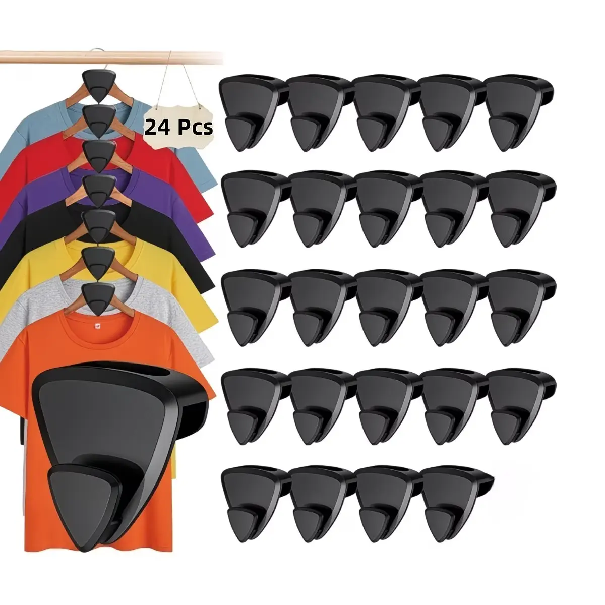 24pcs Clothes Hanger Connector Hooks, Magic Hanger Hooks, Heavy Duty Cascading Connection Hooks, Space Saving Hanger Extenders Clips For Clothes For Organizer Closet