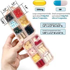 UFORU Portable Pill Storage Box, Travel Pill Organizer Box with 147-420 Brand Labels/stickers, 10-14grid Mini Pill Container, Pocket Size Dustproof Remedies Pill Box, Medicine Storage Organizer, Pill Case, Travel Essentials, Household Items, Vitamin Box