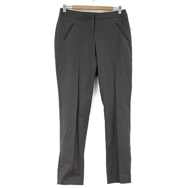 Alfani Faux-Leather-Trim Slim-Leg Pan Urban Olive Pants