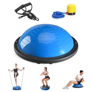GOGOFIT 660lb Balance Ball, Inflatable Half Exercise Ball Wobble Board Balance Trainer with Nonslip Base, Half Yoga Ball Strength Training Equipment