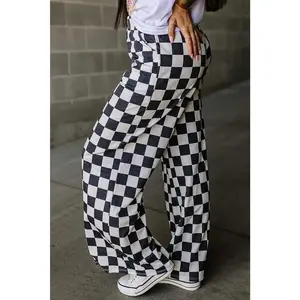 Checkered Wide Leg Pants