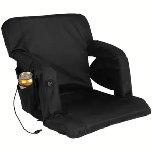 Stadium Chair Cushion with Back Support Folding Heated Stadium Seat Cushion 3 Speed Temperature Winter Warm Heated Seat Mat Electric Camping Traveling Heating Mat