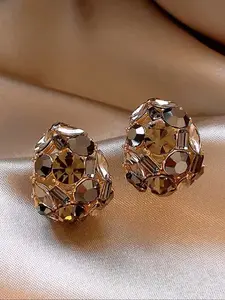 Elegant French Vintage Glass Inlaid Ear Cuffs, Chic Gorgeous Jewelry, Unique European Design, High-End Luxury Style, Perfect for Evening Events, High Quality Earrings