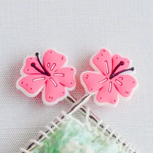Pink Tropical Flower Silicone Stitch Stoppers - Set of 2