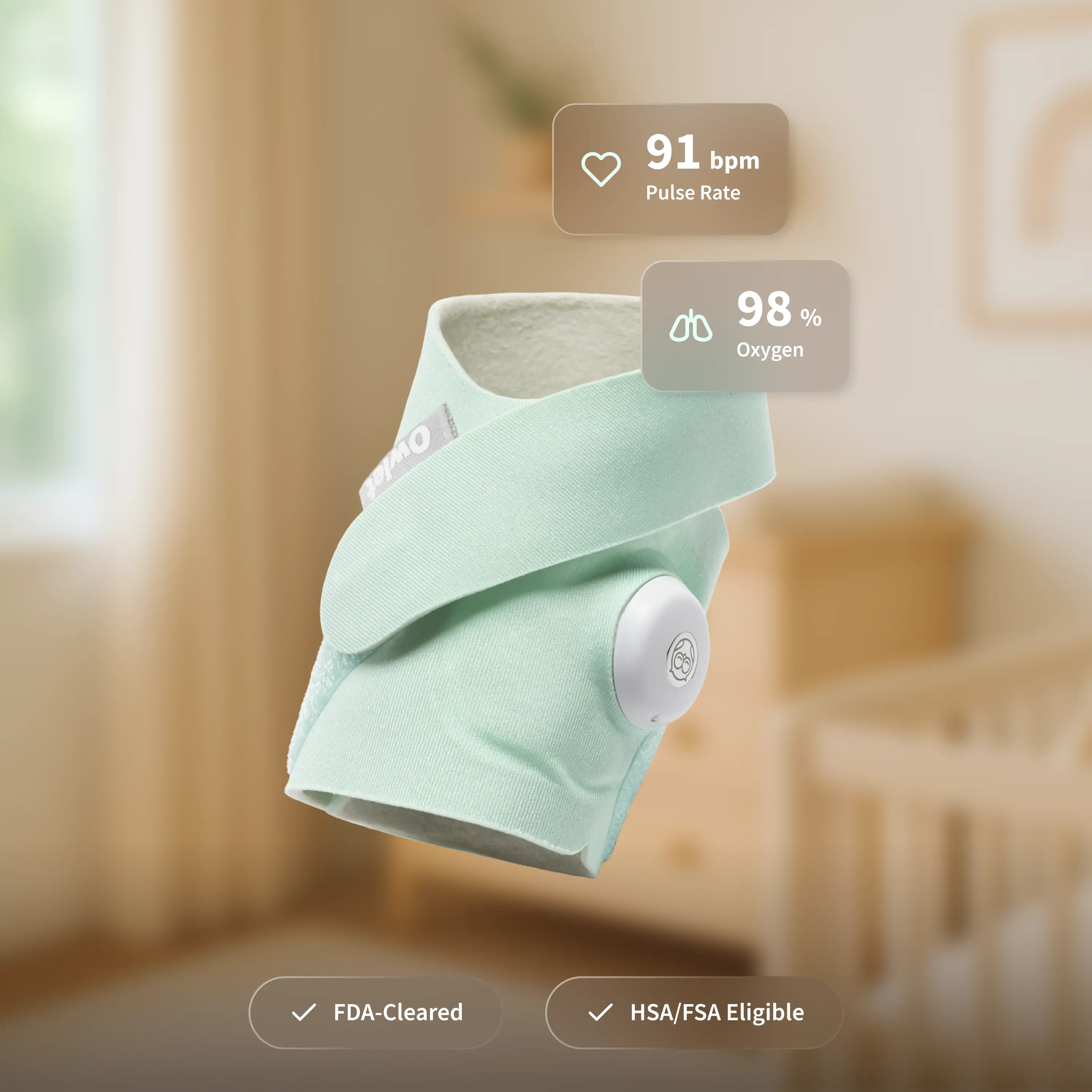 Owlet FDA-Cleared Dream Sock Baby Health Wearable Monitor