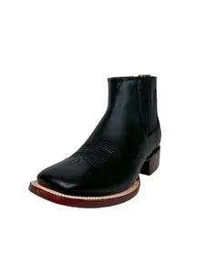 Wild West Men's Black Belmont Wide Square Toe Short Boot