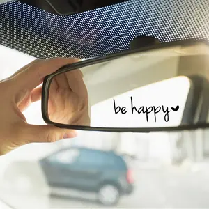 5pcs/set, car rearview mirror stickers, happy smile, healing pure text stickers, decals, rear window glass, sunroof stickers, warm windshield stickers, car body stickers, transparent decorative stickers