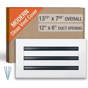 Clean Modern AC Vent Cover 12 x 6 (Duct Opening Cutout) - Decorative White Air Vent - Standard Linear Slot Diffuser - Register Grille for Ceiling, Walls & Floors - All Aluminium