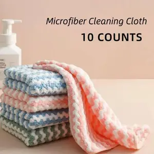 10 Counts Set Reusable and Washable Towels,Microfibe Kitchen Cleaning Cloths, Kitchen Towels for Dish Dry&Wet Washing,Multipurpose Random Color Dishwashing Rags for Kitchen,Pots,Pans,Sinks,Furniture.