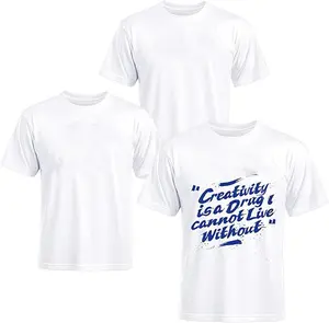 Joyclub 3 PCS White Polyester T Shirts Bulk Sublimation Blanks Unisex Wholesale Crew Neck Short Sleeve for Heat Transfer DIY