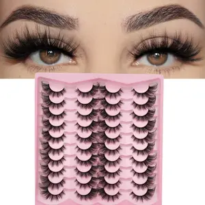 20 Pairs W68 Eyelashes, Eyelash Extensions Set, Volume Lashes, C Curl Dense Style, 16-18mm Length, 0.10mm Thickness, Non-Flammable Patch, Made in China