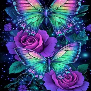 Butterfly Pattern DIY Diamond Arts Colorful Painting Kit without Frame, DIY 5D Diamond Arts Colorful Painting Kit, Wall Art Decor for Home, Crafts