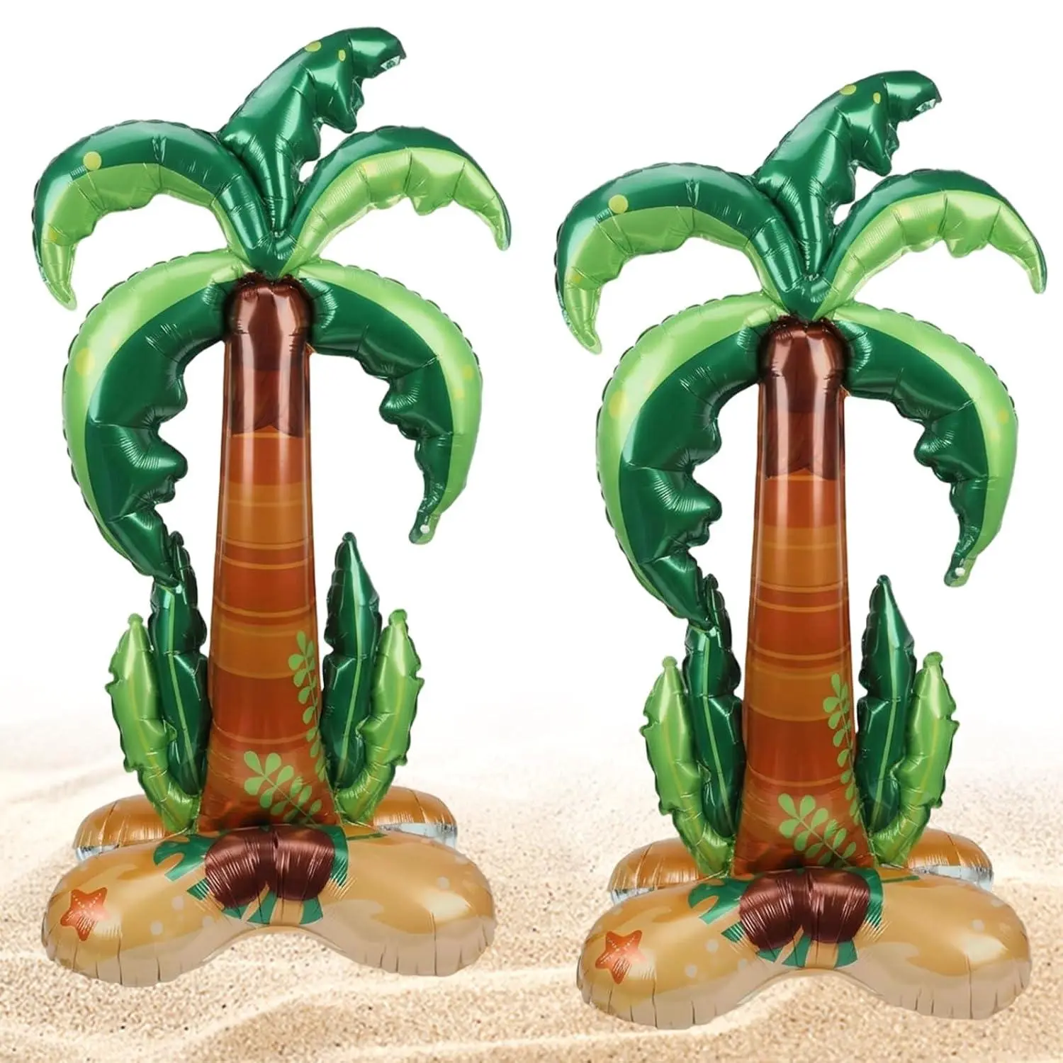 Palm Tree Balloon, Inflatable Palm Tree Decor, Blow Up Palm Tree For Tropical Party, Two Large 59 X 31 Inches Palm Tree Balloons, Durable Foil Material For Indoor Outdoor Use