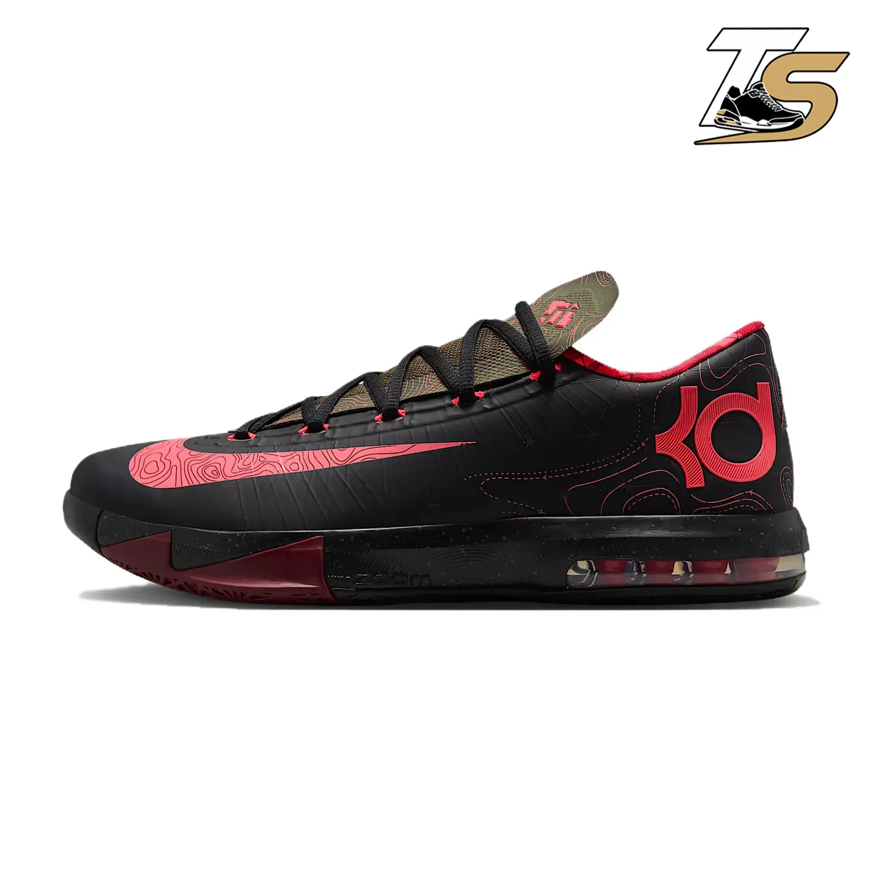 Nike KD 6 'Meteorology' IM4409-001 Men's Retro Basketball Sneakers - Black/Red/Olive - Zoom Air cushioning