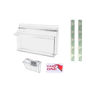 Outdoor Brochure Holder 11" x 4" Trifold Pamphlet Display for Printed Materials With 3.5" x 2" Business Card Box Clear Acrylic Wall Mount Bin by 321 Plastics