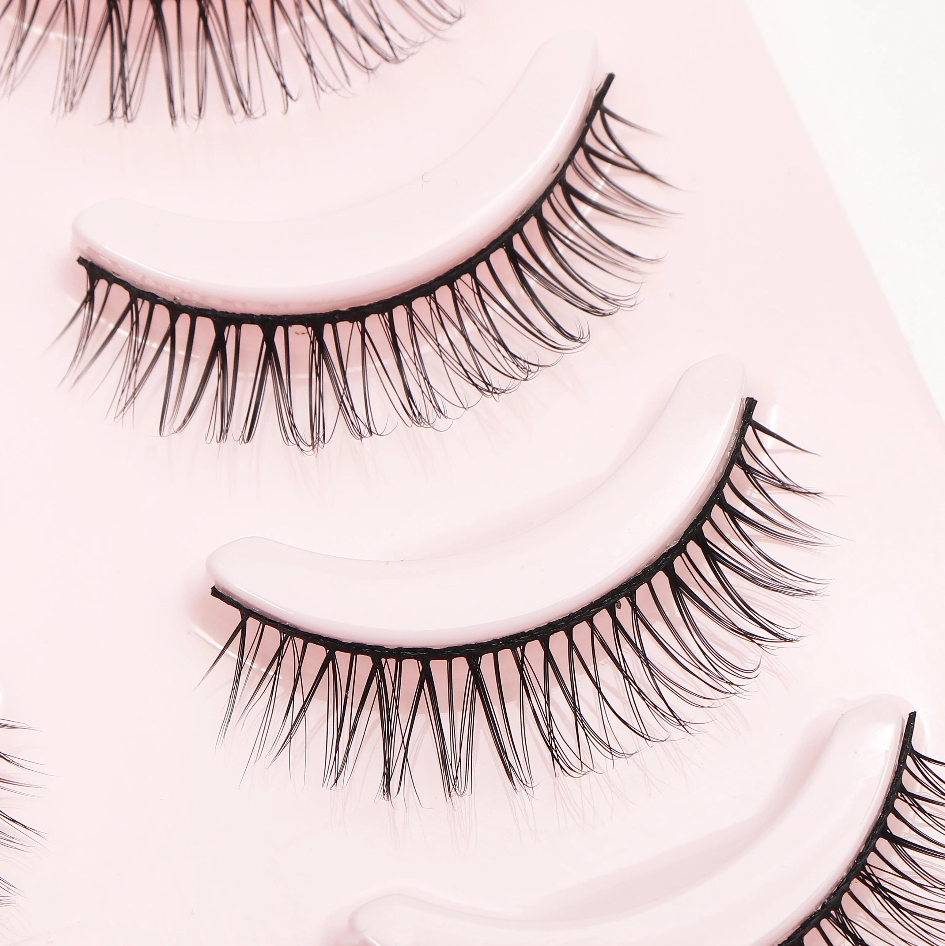 Fake Eyelash Anime Lashes 5 Pairs Little Devil Eyelashes Natural Daily Makeup Manga Eyelashes Clear Band Eyelashes