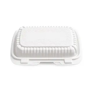 9X6 1-Compartment 50-Pack Plastic Clamshell Food To Go Box Containers Carryout For Sandwich Salad Heavy Duty Disposable Hinged With Secure Snap Lid To Go Containers Microwave and Freezer Safe - Reusable & Disposable Heavy Duty Clamshell Takeout |