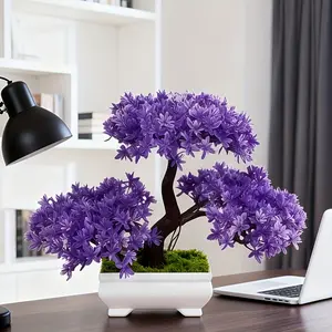 1 Pcs Artificial Bonsai Tree with White Pot, Realistic Potted Plant, Decorative Fake Tree for Home Decor, Bookshelf, Office, Desktop, DIY Wedding, Room Ornament, Valentine's Day, Mother's Day, Independence Day, Party Decoration, Gift, Indoor & Outdoor Use