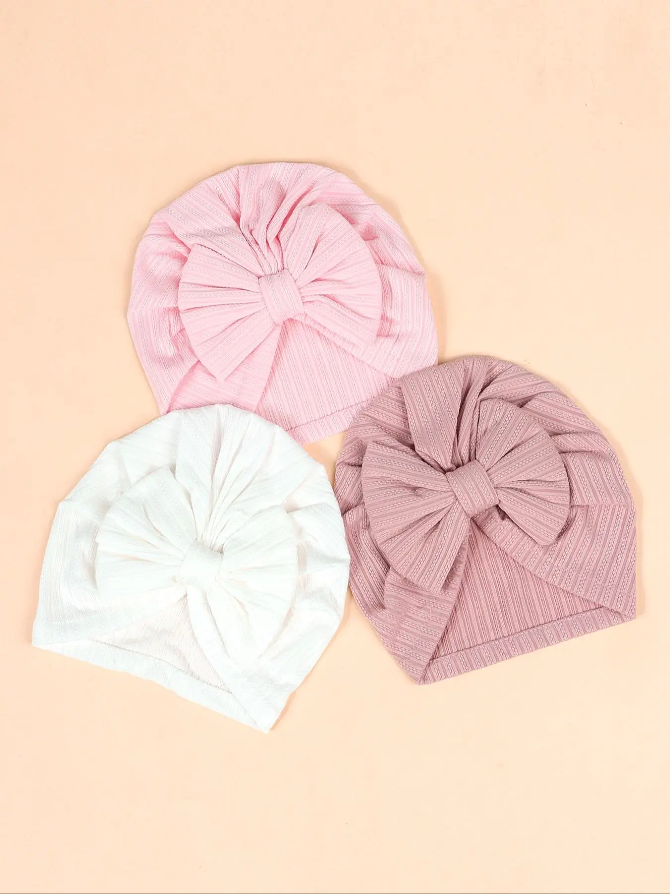 Cute Bow Decor Baby Hat, Soft Comfortable Newborn Hat, Baby Accessories for Daily Wear, Baby Essentials, Hat Set
