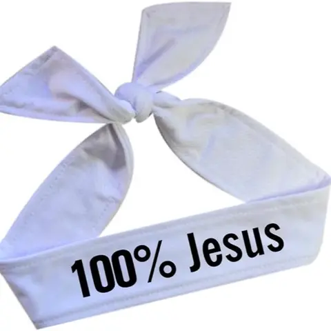 100% Jesus White Soccer Sports Tie Headband