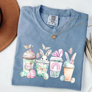 Comfort Colors Easter Coffee Shirt, Funny Easter Bunny Tee, Hilarious Easter Gift for Coffee Lovers, Cute Bunny Graphic Shirt, Easter Apparel for Her