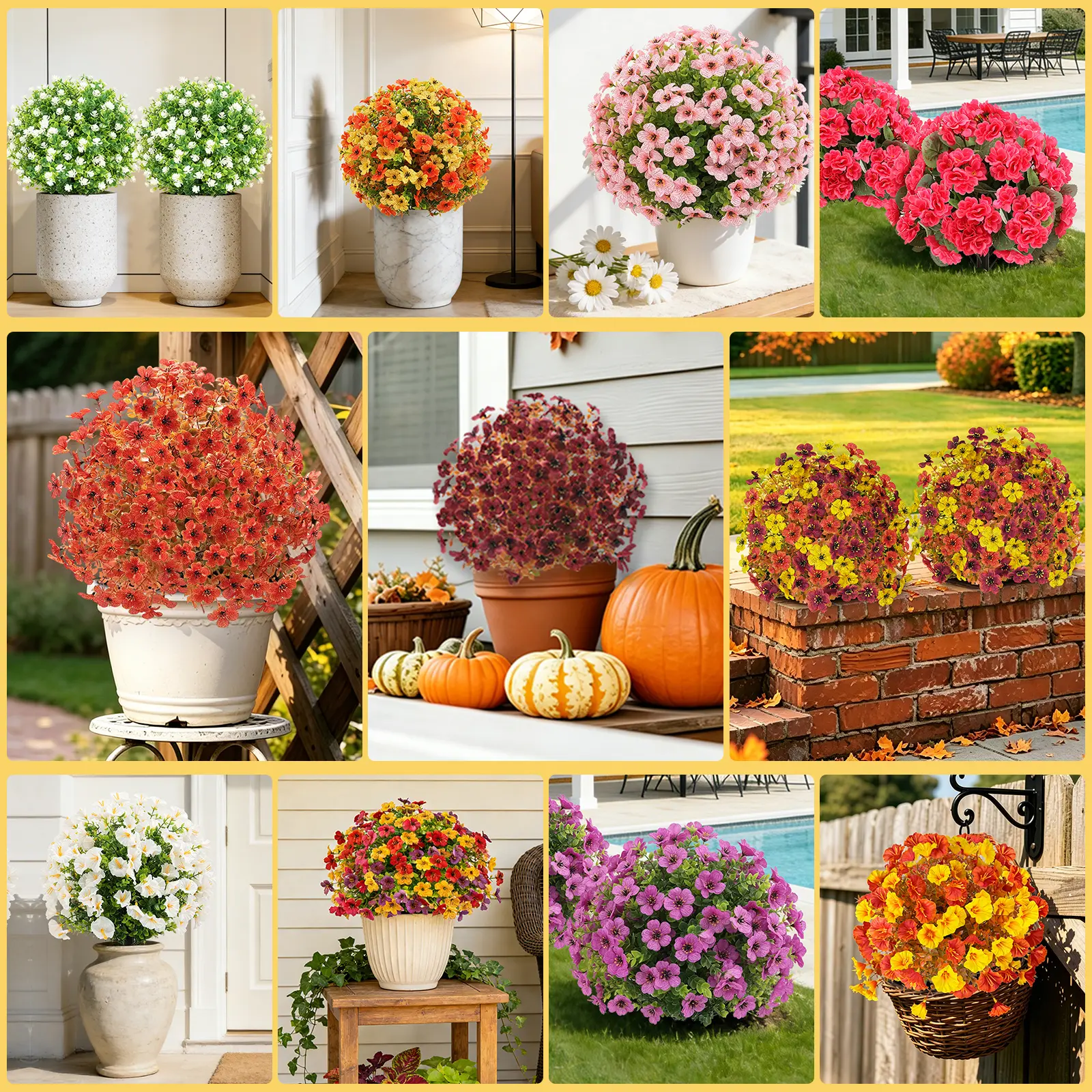 2Pcs 22 Inch Artificial Flower Stake Outdoor Decor Multi Color Garden Stakes for Yard & Lawn, No Fade Heavy Duty Plastic, All Season Decoration