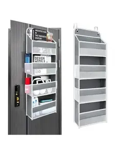 Over The Door Organizer with LifetimeWarranty, 4 Shelves & 4 Side Pockets, Large Storage Rack Holds 44lb, Heavy-Duty Reinforced Mesh Shelf for Bathroom, Closet,  Organization, Shoes, Towels, Grey