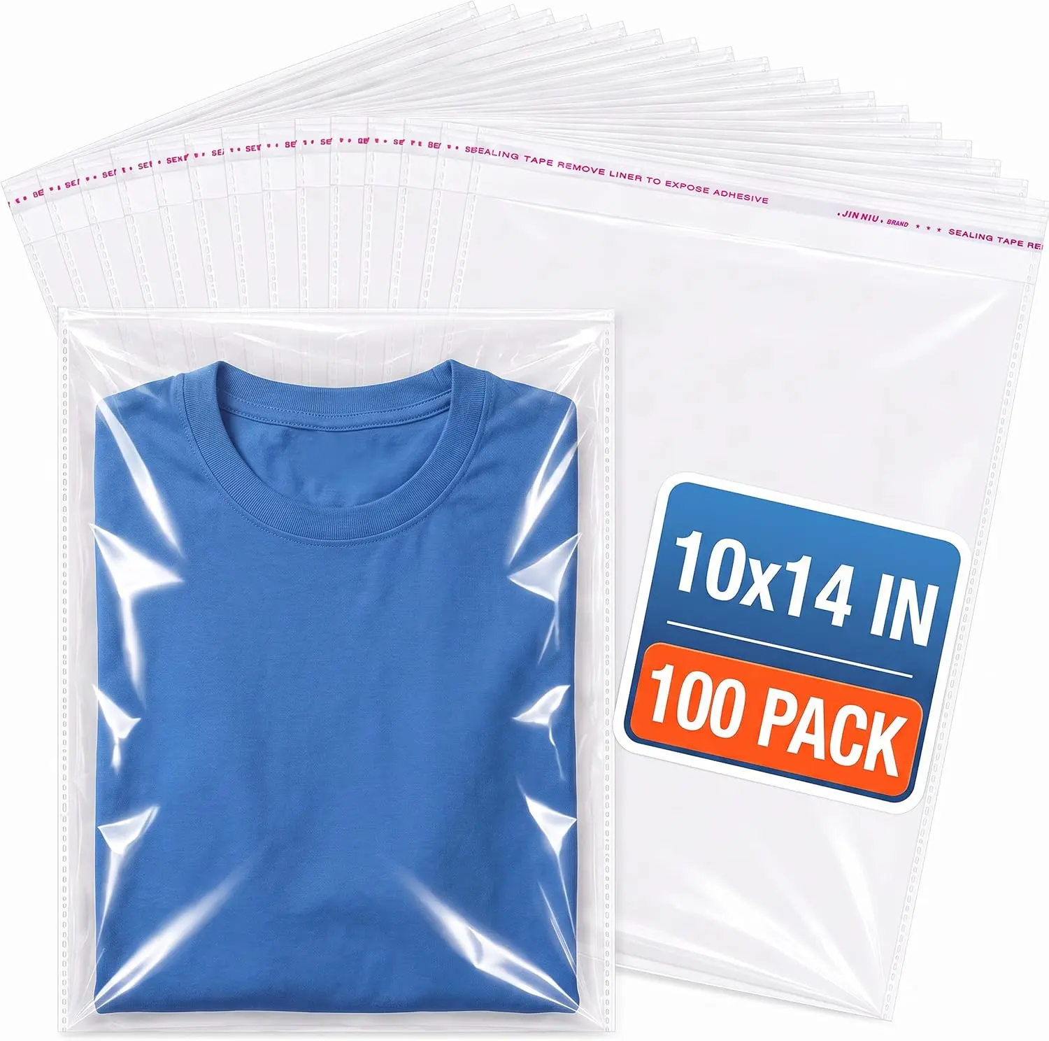 Joyclub Clear Poly Bags 100 Pack, 10x14 Self Seal Shirt Bags | 5 mil Durable Dustproof Shirt Bags for Small Busines sohochics Storage Gifts Resealable Cellophane Bags for Sweater, Hoodie, Scarf