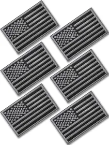 American Flag Patches 6 Pcs Set Black & Gray Full Embroidery Hook & Loop Fastener Tactical Morale Military Uniform Emblem Patches US Flag Patches for Backpacks Dog Vest Harness Army Gears 2x3 inches