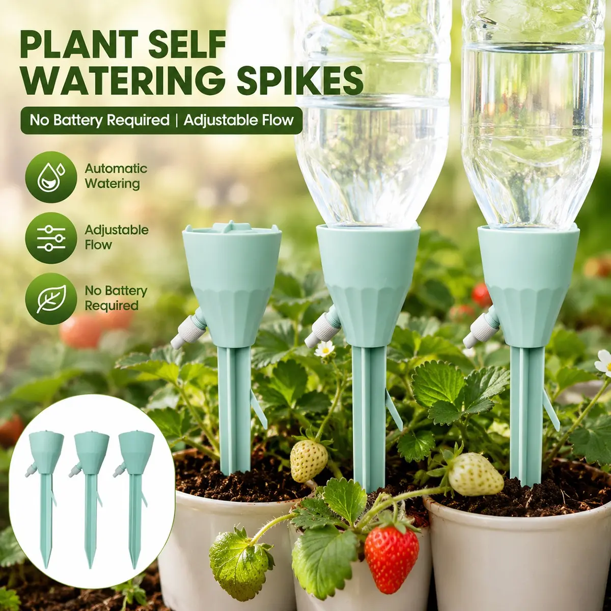 3-Piece Automatic Watering System, Adjustable Garden Drip Irrigation Kit, Plant Flower Auto Watering Device, Easy-To-Use Hydroponic Controller, Automatic Irrigation Equipment
