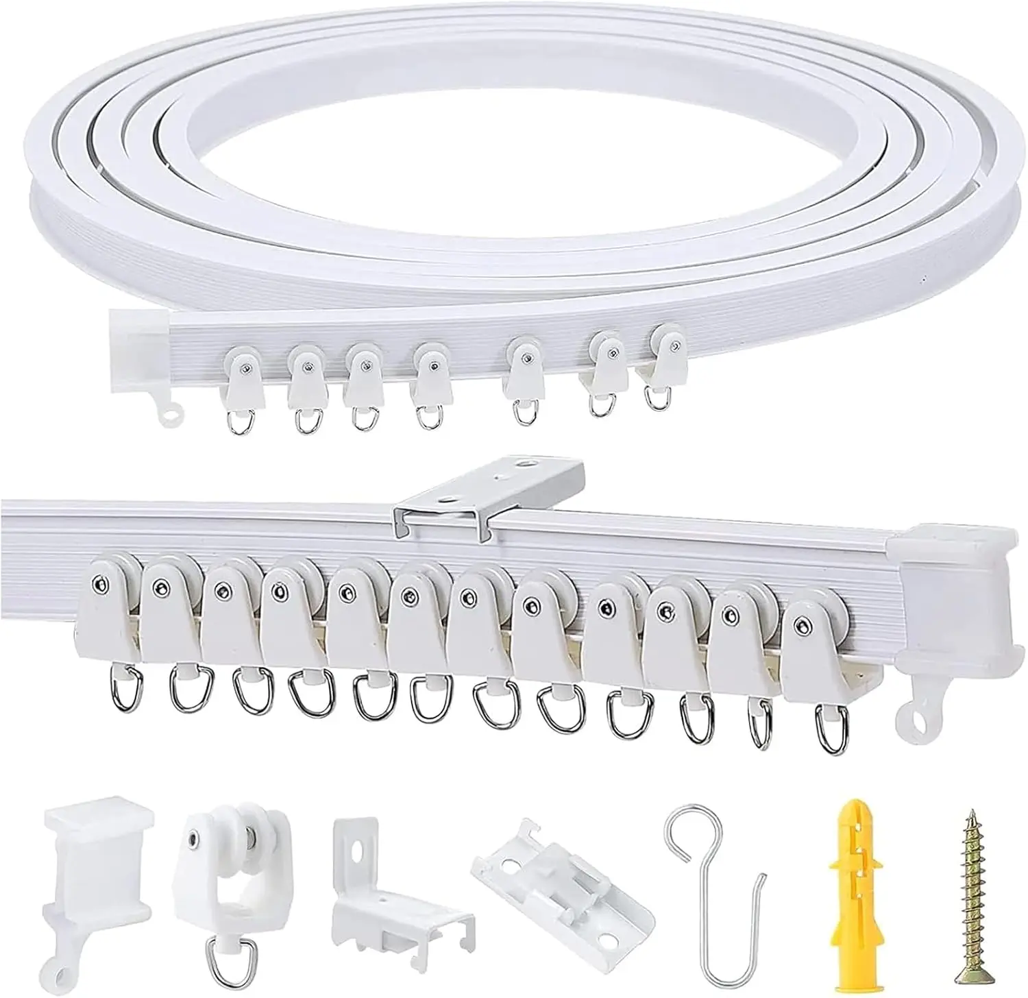 3 Meters (9.8FT) Flexible Bendable Ceiling Curtain Track, Room Divider, Window Treatment, Shower Track, Trailer Motorhome Curtain Track, Hospital Curtain Track System