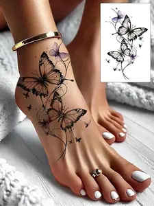 2 exquisite butterfly temporary tattoo stickers, suitable for women's feet, hands, and body art, realistic fake tattoo stickers, suitable for legs, ankles, etc
