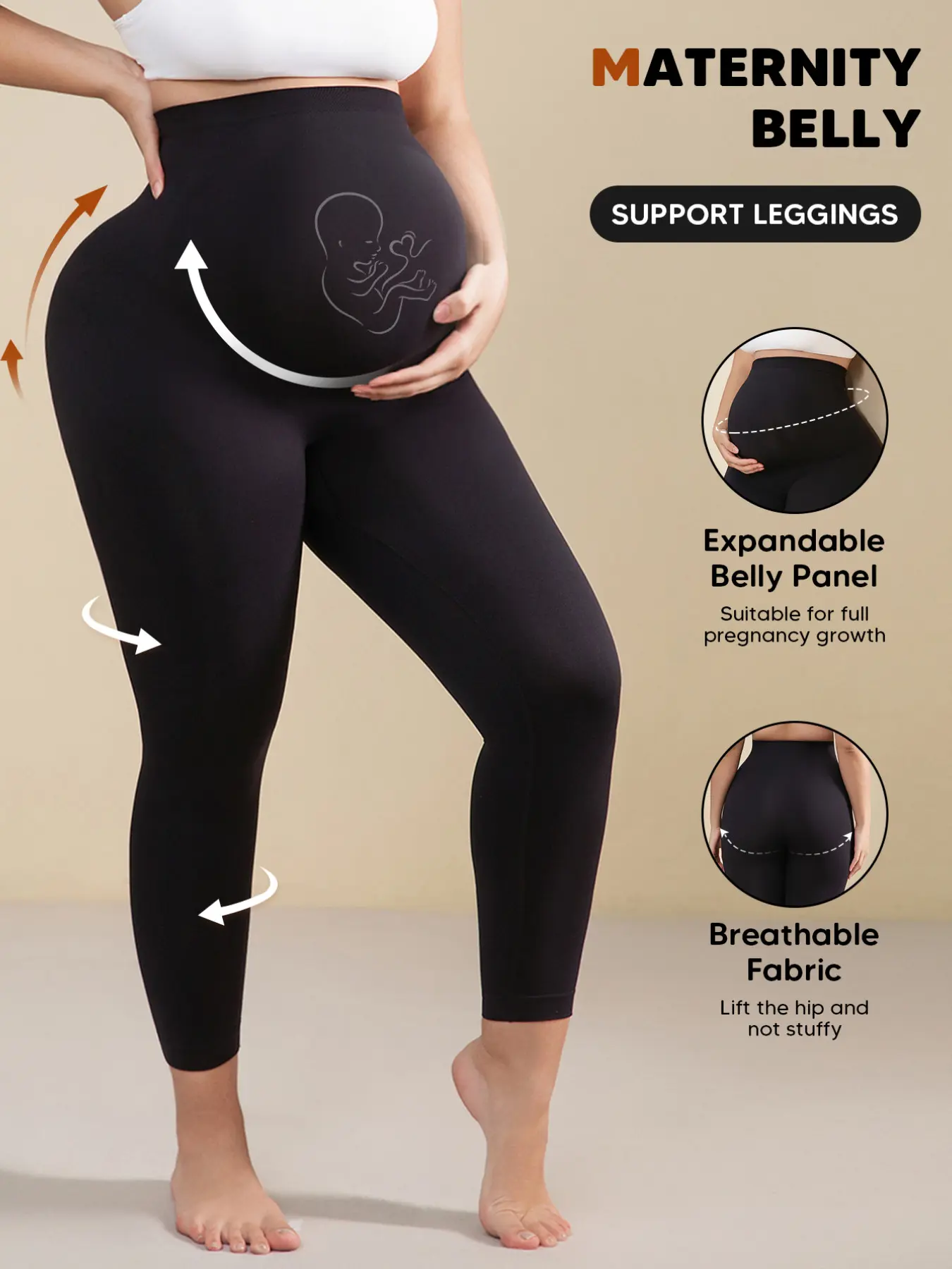 Maternity Yoga Leggings, Comfortable Breathable Design, Perfect for Pregnancy Support & Daily Wear, Essential Women's Activewear, Maternity Apparel, Maternity Clothing, Pregnancy Clothes, Expandable Belly Panel
