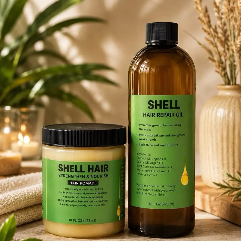 Haircare Shell Bundle - 16 oz Oil, 16 oz Pomade for Smooth Tresses