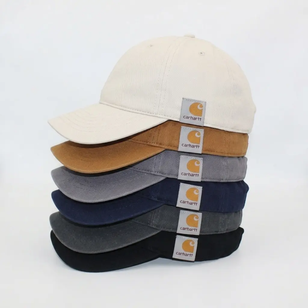 Soft Top Washed Bare Cotton Side Label Baseball Cap Baseball Cap Bent Edge Cap for Men and Women
