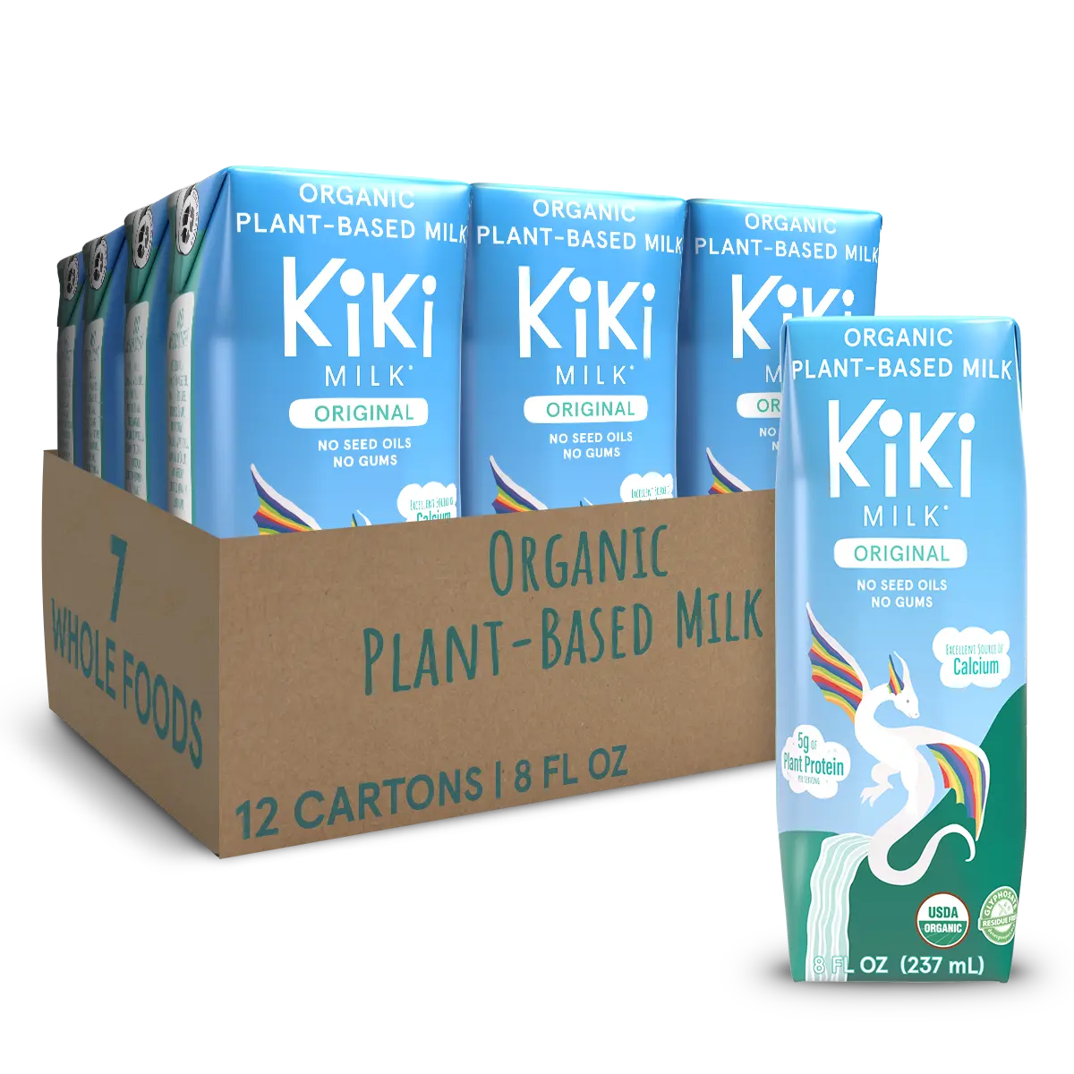 Original Kiki Milk 12-Pack: Healhy Organic dairy-free plant milk (8 fl oz, Pack of 12), High in Calcium & Protein