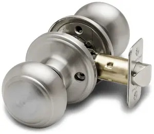 Copper Creek Colonial Passage Interior Door Knob – ANSI Grade-3 Certified, Modern Heavy Duty Handle, Easy Install and Reversible for Bedroom, Bathroom and Closets – Satin Stainless (1 Pack)
