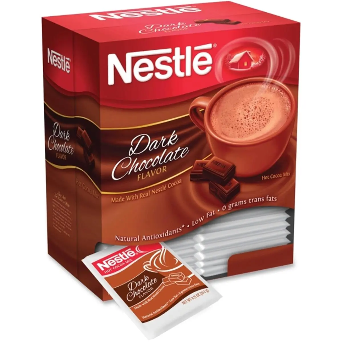 Nestle Dark Chocolate Hot Cocoa Mix - Office Desk Organizer Accessory for Stationery & Computers, Chocolate Drink, Rich Cocoa Flavor, Low Sugar, Natural Ingredients