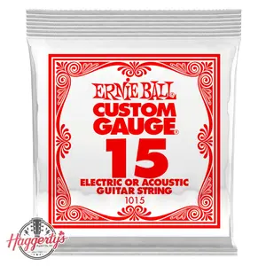 Ernie Ball .015 Plain Steel Electric or Acoustic Guitar Strings 6 Pack (1015)