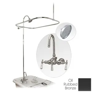 60 Inch Clawfoot Tub Oil Rubbed Bronze Shower Enclosure with Rain Shower Head