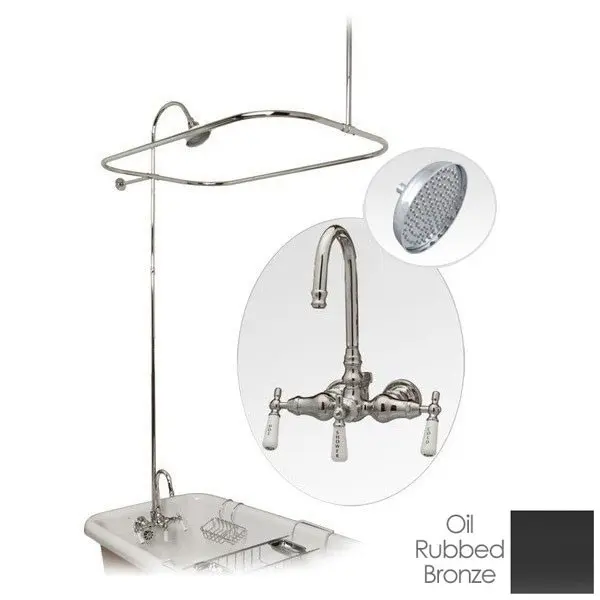 60-Inch Clawfoot Tub Bathroom Shower Set, Oil Rubbed Bronze Enclosure with Rain Showerhead