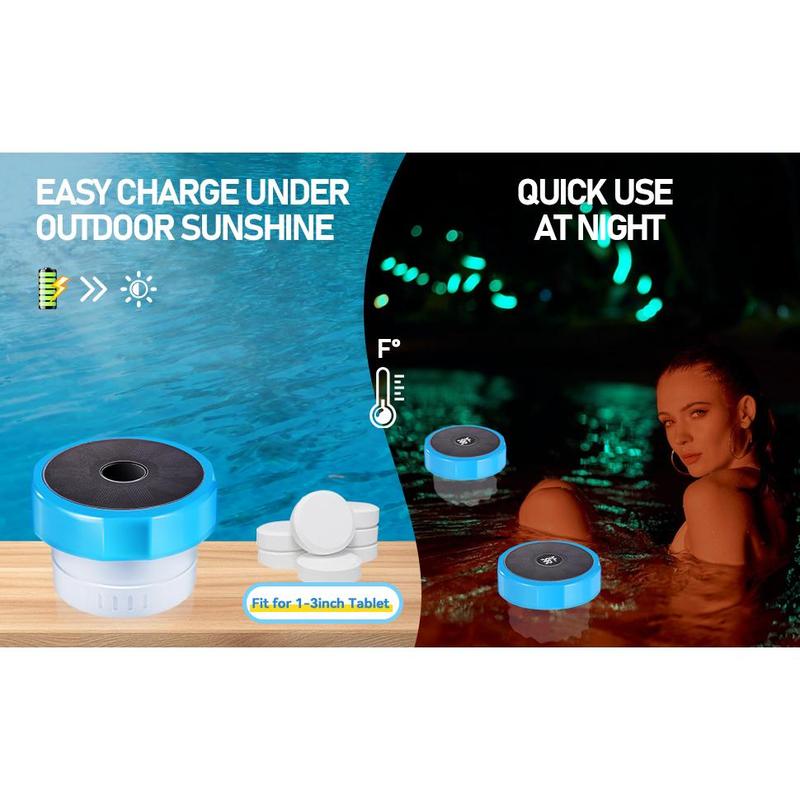 Pool Chlorine Floater with Temperature Display, Floating Chlorine Dispenser Fit for 1" and 3" Tablets Solar Charging,Anti-Sinking Dispenser for Pond Spa Hot Tub Floating Opening Blue Pool Chlorine Floater with Temperature Display, Floating Chlorine Dispenser Fit for 1" and 3" Tablets Solar Charging,Anti-Sinking Dispenser for Pond Spa Hot Tub Floating Opening Blue