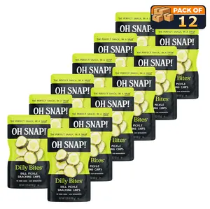 OH SNAP! Dilly Bites Dill Pickle Snacking Cuts, 12 Pack, Ready to Eat Pickle Bites