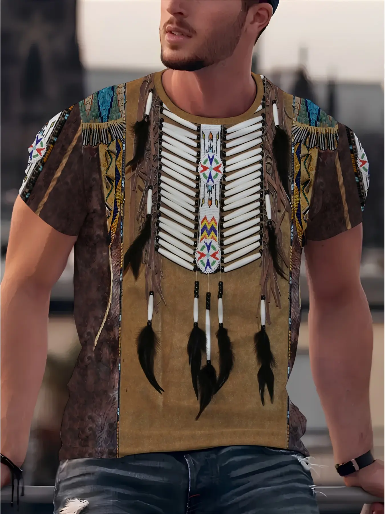 Stylish and casual men's 3D ethnic geometric print fitted crew neck short-sleeved T-shirt. Comfortable and versatile men's top, suitable for all seasons. Streetwear Menswear