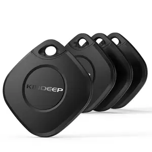 KINDEEP Air Tracker Tags-4 Pack, Smart Tag Works with Apple Find My (iOS Only), Bluetooth Item Finder IP68 Waterproof for Wallet, Luggage, Backpack, Keys(Black）