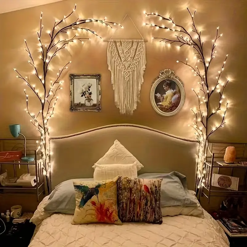 Flexible willow vine string lights, 72/96/144 LEDs, 8 modes, ambient lighting for the living room, party and holiday decorations, perfect for Mother’s Day, birthdays, Christmas, and Thanksgiving, string lights, indoor light strands