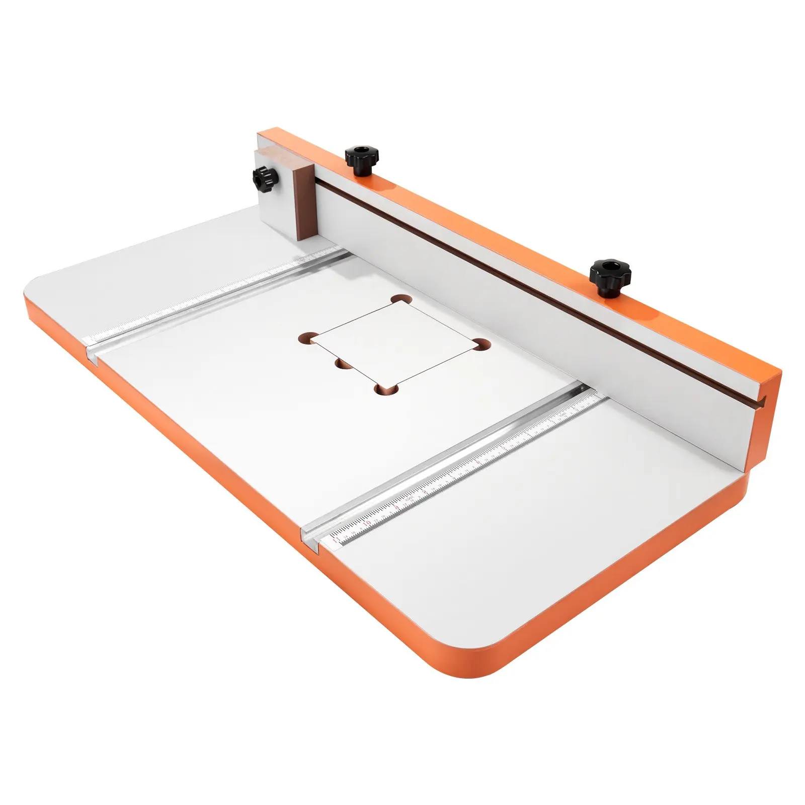 VEVOR 12x24in (605x300mm) Precision Processing MDF Drill Press Table for Drill Presses, DIY, Clamp-Friendly Top, Adjustable Fence, Stop Block, Built-In Table Scale, Stable Support, Multi-Clamp & Vise Compatibility, Workshop Projects, 605 X 300 Mm