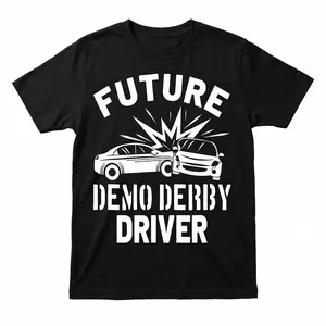 'Future Demo Derby Driver Car Crash Graphic Print Men'S T-Shirt, Big Crew Neck, Soft Breathable Classic Fit, Short Sleeve Skin-Friendly Everyday Casual Wear, Perfect Gift for Car Enthusiasts', Plus Car letter print crew neck T-shirt